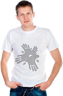 

6th Cross Graphic Print Men's Round Neck White T-Shirt
