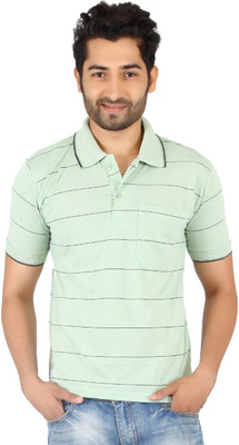 

Awack Striped Men's Polo Neck Light Green T-Shirt, Milangegrey