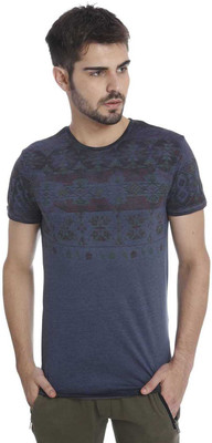 

Jack & Jones Printed Men's Round Neck Blue T-Shirt, Mood indigo