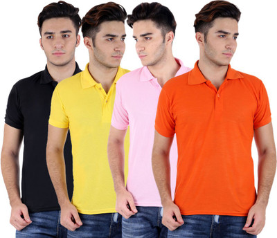 

Sanvi Traders Solid Men Polo Neck Multicolor T-Shirt(Pack of 4
