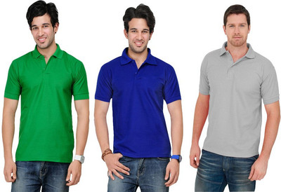 

Keepsake Solid Men's Polo Neck Multicolor T-Shirt(Pack of 3), F grey