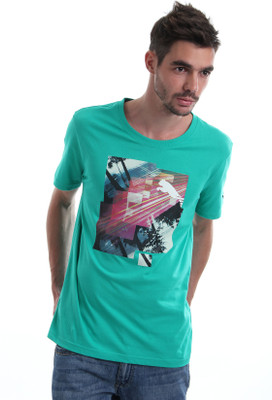 

Puma Printed Men' Round Neck Light Green T-Shirt, Vivid green