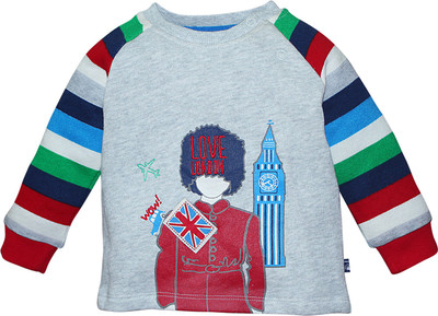 

FS Mini Klub Boys Printed Cotton T Shirt(Grey, Pack of 1, Grey marl