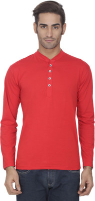 

eSOUL Solid Men's Henley Red T-Shirt