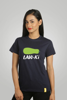 

Campus Sutra Printed Women's Round Neck Blue T-Shirt