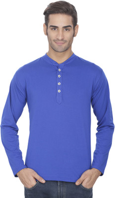 

eSOUL Solid Men's Henley Blue T-Shirt, Royal blue