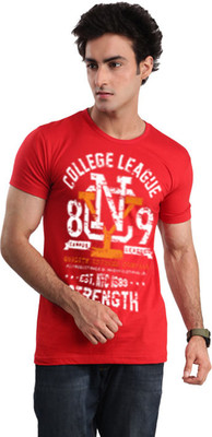 

Inkovy Graphic Print Men' Round Neck Red T-Shirt