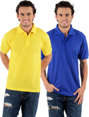 

Blaze Solid Men's Polo Neck Multicolor T-Shirt(Pack of 2, Royal blue;yellow