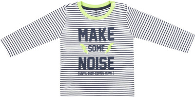 

Wow Mom Boys Striped Cotton T Shirt(Dark Blue, Pack of 1, Indigo