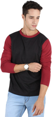 

SayItLoud Solid Men's Round Neck Black, Maroon T-Shirt