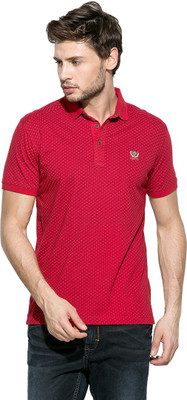 

Mufti Self Design Men's Polo Neck Red T-Shirt