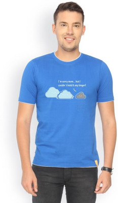 

Campus Sutra Printed Men Round Neck Blue T-Shirt, Royal blue