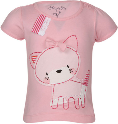 

Chirpie Pie by Pantaloons Girls Applique T Shirt(Pink
