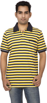 

Red Line Striped Men' Polo Neck Multicolor T-Shirt, White