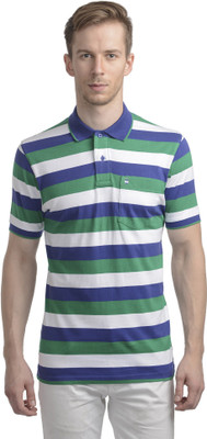 

WRIG Striped Men's Polo Neck Green T-Shirt, Blue