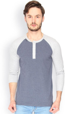 

Campus Sutra Solid Men Round Neck Blue T-Shirt, Blue melange