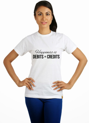 

Campus Sutra Printed Women' Round Neck White T-Shirt