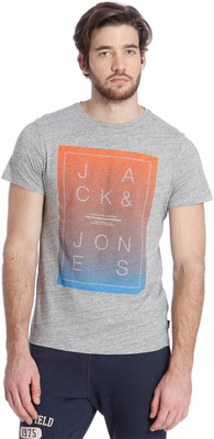 

Jack & Jones Solid Men's Round Neck Grey T-Shirt, Light grey melange