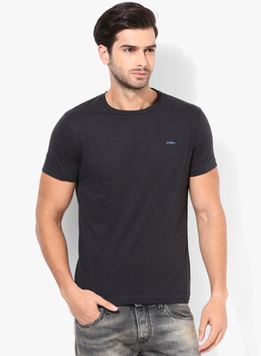 

Jack & Jones Solid Men's Round Neck Brown T-Shirt, Black navy
