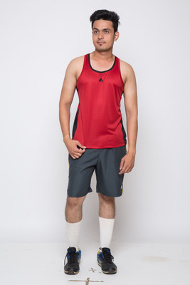 

Acetone Solid Men's Scoop Neck Red, Black T-Shirt, Black;mars red