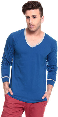 

Izinc Solid Men' V-neck Blue T-Shirt, Royal blue