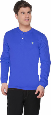

The Cotton Company Solid Men' Henley Blue T-Shirt, Royal blue