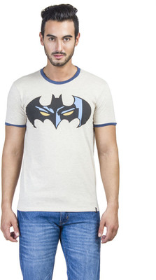 

Batman Printed Men's Round Neck White T-Shirt, Oatmeal mel / twili
