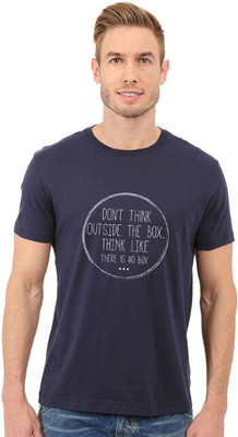 Redfool Fashions Printed Men Round Neck Dark Blue T-Shirt
