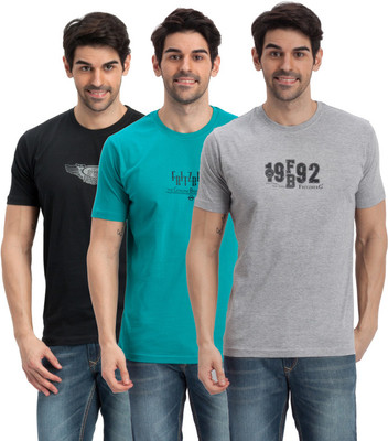 Fritzberg Printed Men's Round Neck Multicolor T-Shirt(Pack of 3