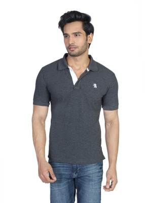 

The Cotton Company Solid Men' Polo Neck Grey T-Shirt, Gunmetal grey