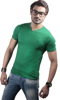 

Spur Solid Men' V-neck Green T-Shirt, Dark green