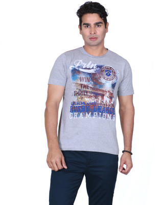 Proline Graphic Print Men's Round Neck Grey T-Shirt