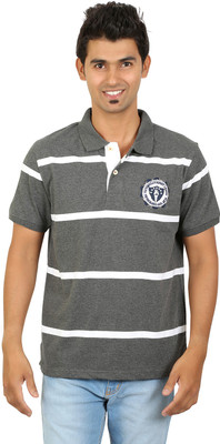 

Red Line Striped Men's Polo Neck Grey, White T-Shirt