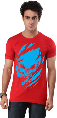

Inkovy Graphic Print Men' Round Neck Red T-Shirt