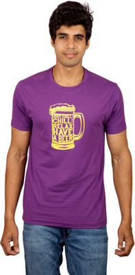 

Red Line Graphic Print Men' Polo Neck Purple T-Shirt, Imperial purple