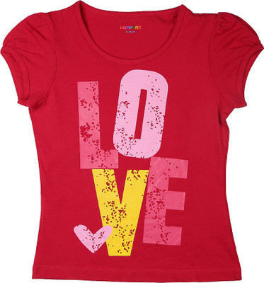 

Poppers by Pantaloons Girls Graphic Print T Shirt(Pink, Dark fuchsia