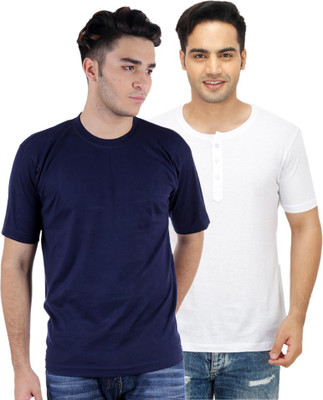 

Sanvi Traders Solid Men Round Neck Multicolor T-Shirt(Pack of 2, Multicolour