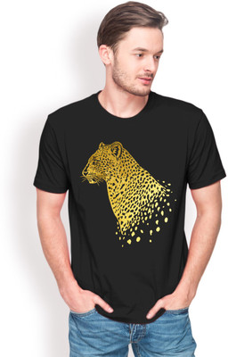 

Foyld Graphic Print Men's Round Neck Black, Gold T-Shirt