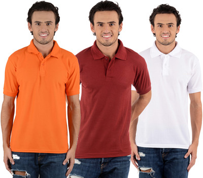 

Blaze Solid Men's Polo Neck Multicolor T-Shirt(Pack of 3, Maroon;orange;white