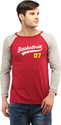 

Fio Printed Men's Round Neck Maroon, Grey T-Shirt, Maroon and grey