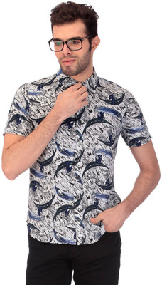 

Saiints Printed Men's V-neck Grey T-Shirt, White