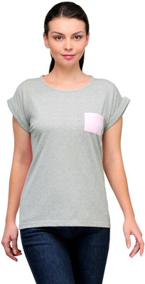 

Stilestreet Solid Women's Round Neck Grey T-Shirt