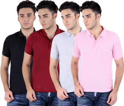 

Sanvi Traders Solid Men Polo Neck Multicolor T-Shirt(Pack of 4