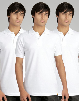 

Campus Sutra Solid Men Polo Neck White T-Shirt(Pack of 3