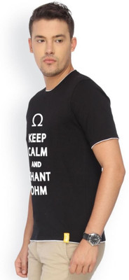 

Campus Sutra Printed Men Round Neck Black T-Shirt