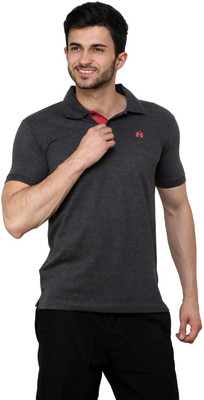 

Cotton County Premium Solid Men's Flap Collar Neck Grey T-Shirt, Dark grey