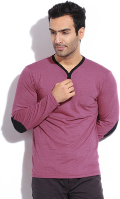 

Breakbounce Solid Men's Henley Pink T-Shirt, Rustic purple
