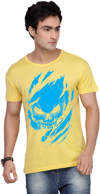 

Inkovy Graphic Print Men' Round Neck Yellow T-Shirt