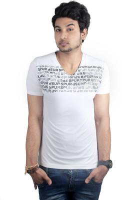 

Spur Printed Men's V-neck White T-Shirt