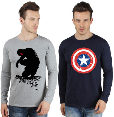 SayItLoud Printed Men's Round Neck Multicolor T-Shirt(Pack of 2